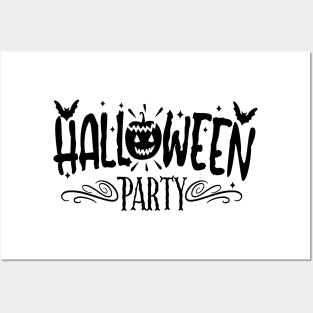 halloween party scary pumpkin text art design Posters and Art